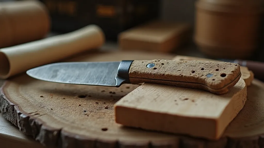 Antique penknife on basswood