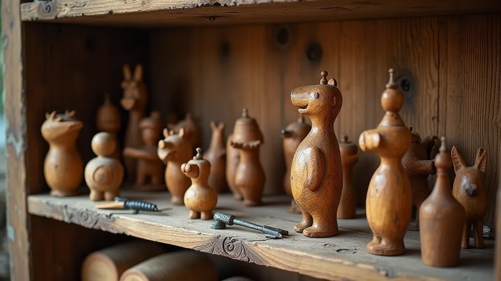 Display of antique carved figures