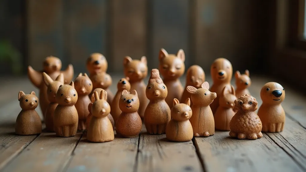 Collection of carved wooden figures