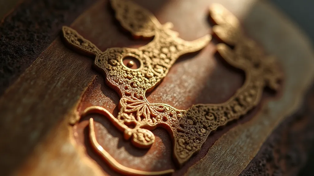 Close-up detail of a whittled woodland creature