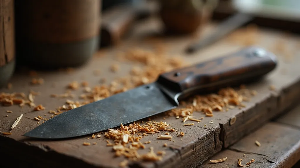 Antique penknife on a workbench