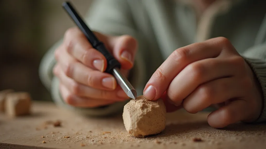 Hands carving with a penknife
