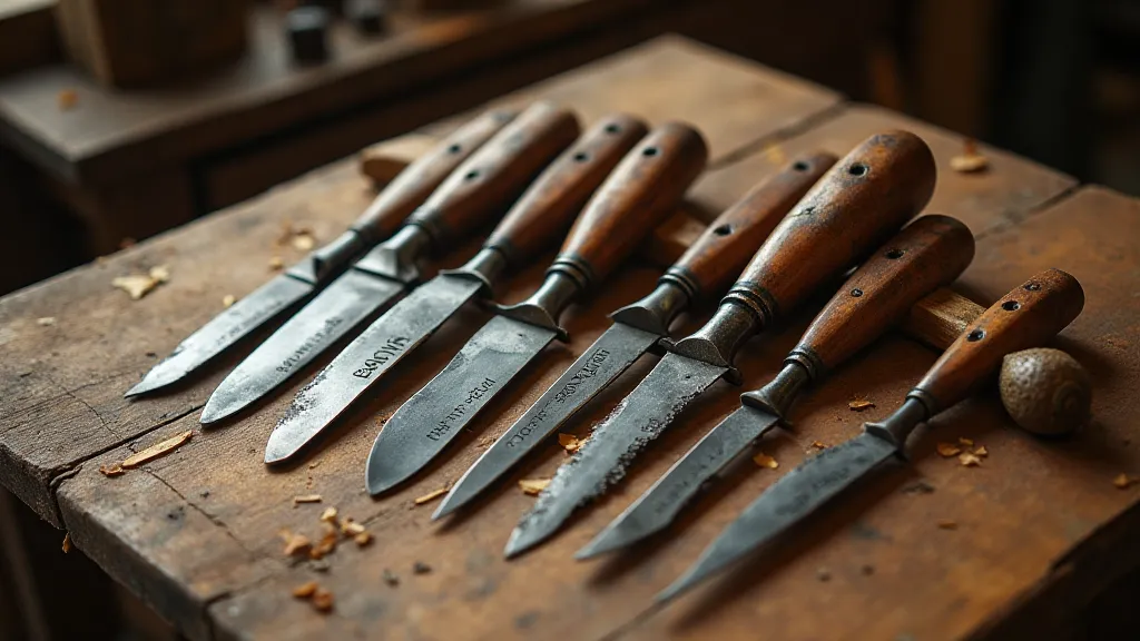 Antique penknives and carving tools