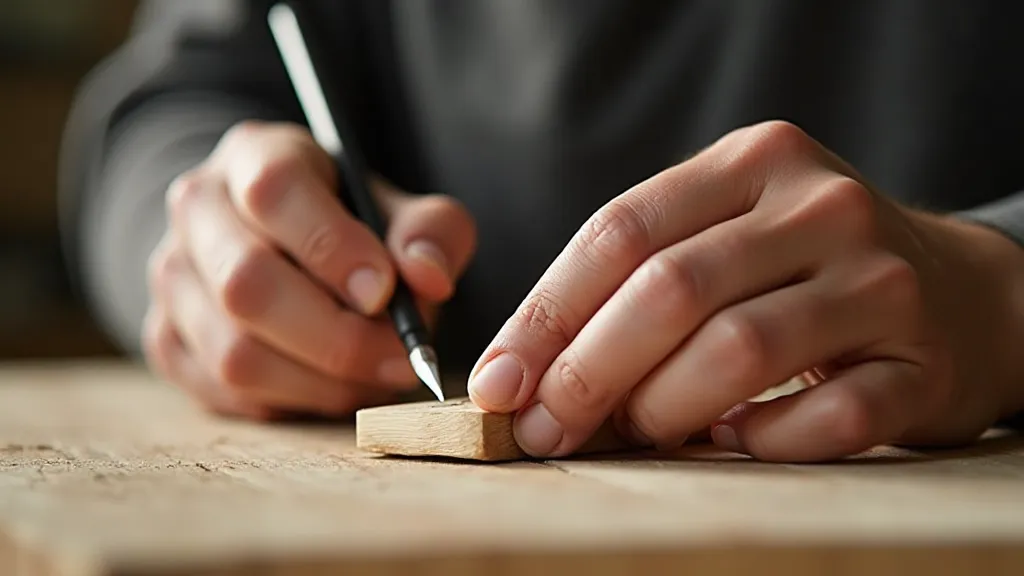 Hands whittling a piece of wood