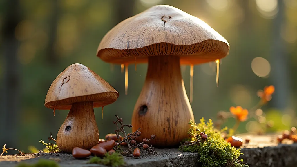 Wooden mushroom carving